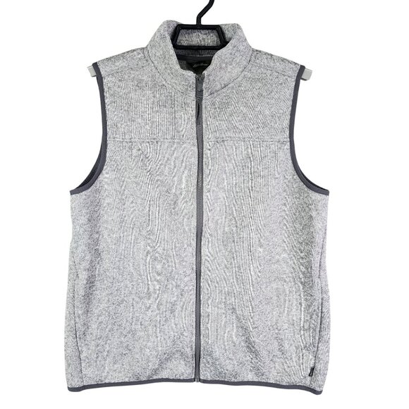 Womens Gray Eddie Bauer Fleece Vest Jacket Full Zip Sleeveless Mock Neck Size XL - Picture 1 of 12